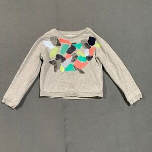 COS Girls Gray Unique Embroidered Art Sweatshirt Long Sleeve Crew Neck 6-8Y‎
